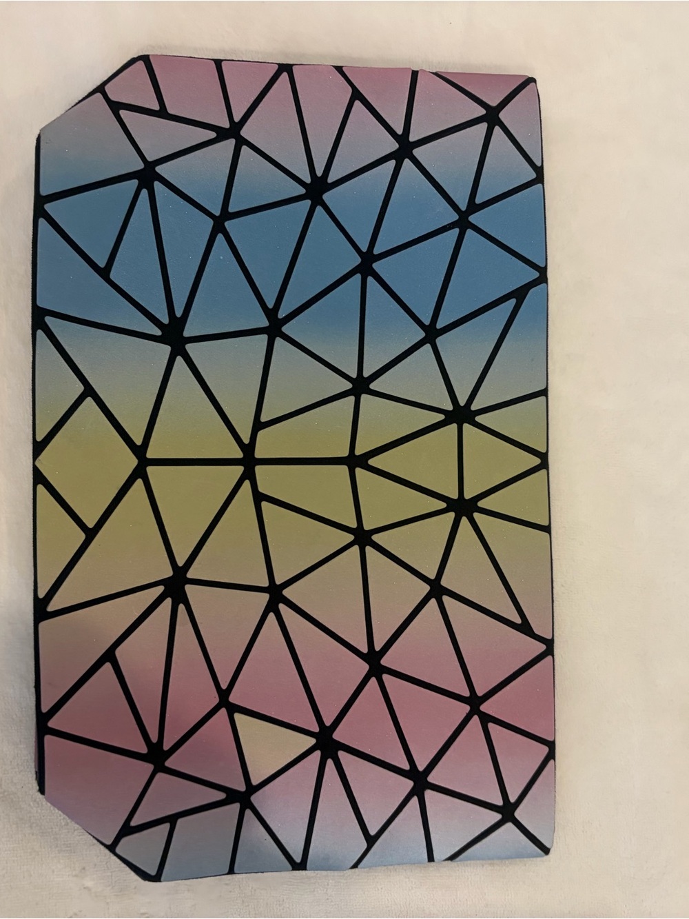 Geometric Gradient Mosaic Clutch - Pastel Pink Blue Green